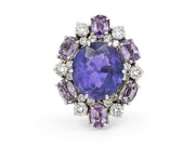 Purple Sapphire, 9.70 carats, & Diamond Ring in Platinum