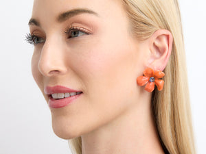 Kazanjian Coral & Montana Sapphire Earrings in 18K Yellow Gold