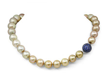 Load image into Gallery viewer, Kazanjian Pistachio South Sea Pearl Necklace with a Sapphire Ball Clasp in 18K White Gold

