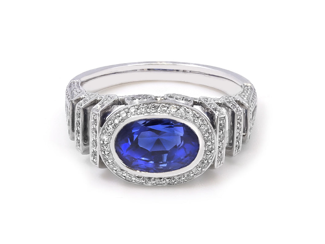 Kazanjian Sapphire, 3.54 carats, & Diamond Ring in Platinum