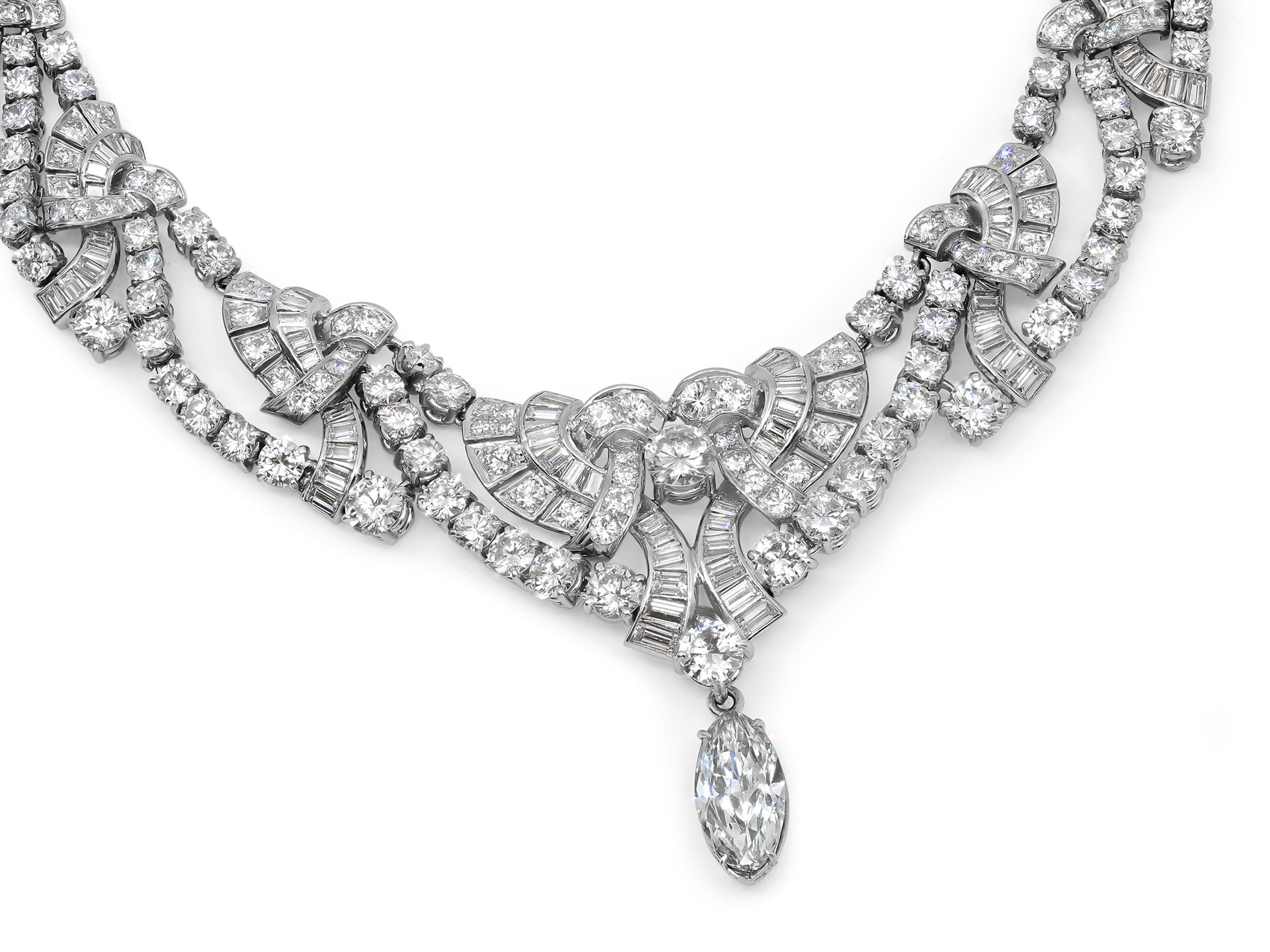 Art Deco Inspired Diamond Necklace in Platinum