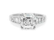 Square Emerald Cut Diamond, 4.02 carats, Ring in Platinum