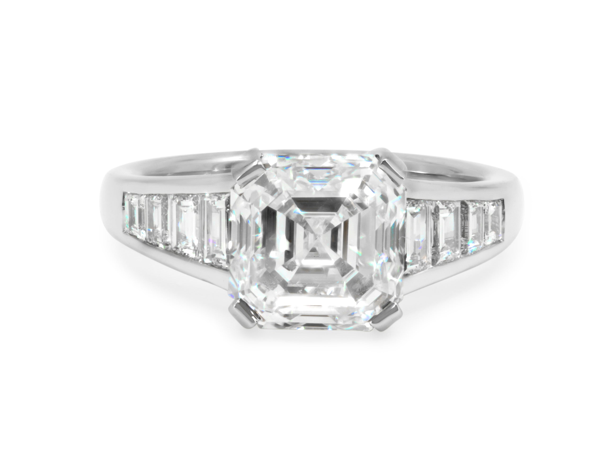 Square Emerald Cut Diamond, 4.02 carats, Ring in Platinum