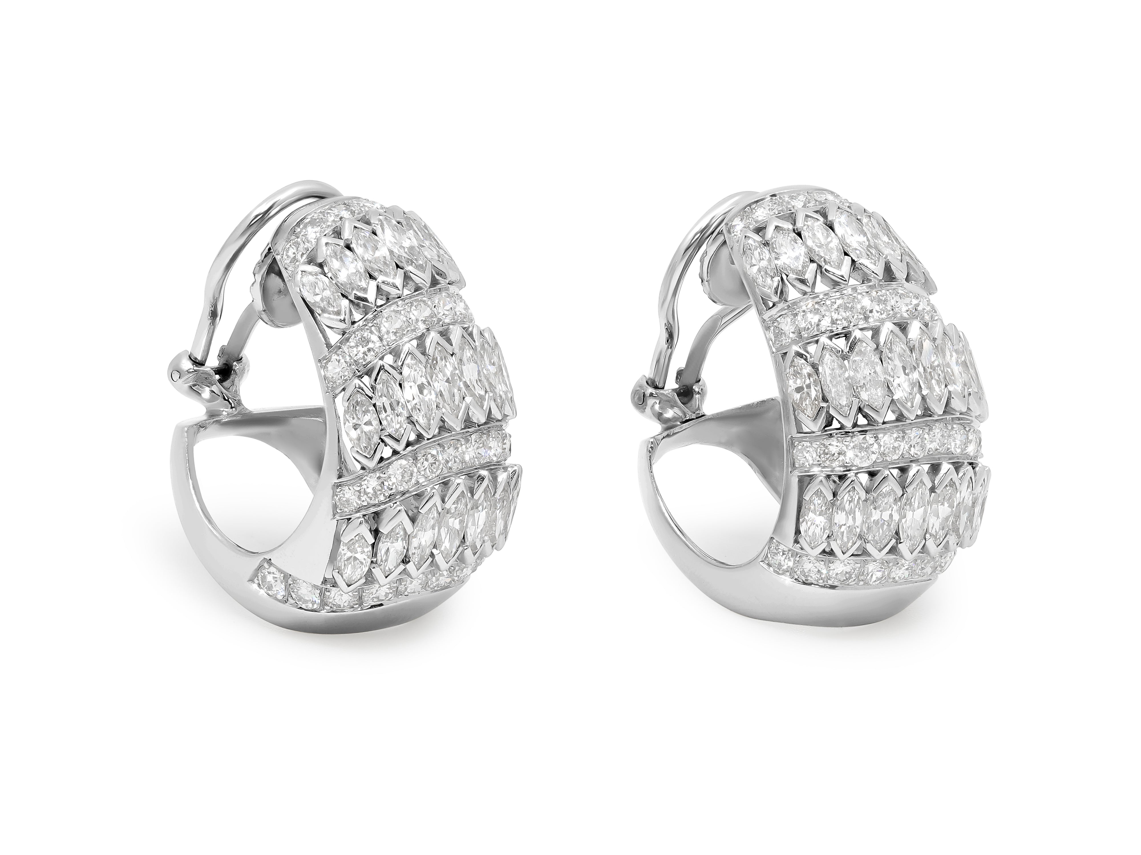 Diamond Ear Clips in 18K White Gold