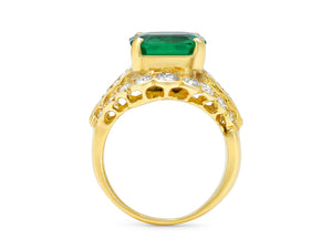 Kazanjian Emerald, 3.53 carats, & Diamond Ring in 18K Yellow Gold