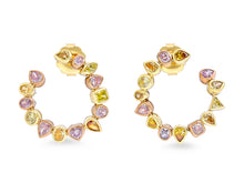 Load image into Gallery viewer, Kazanjian Fancy Colored Diamond Open Hoop Earrings in 18K Yellow &amp; Rose Gold
