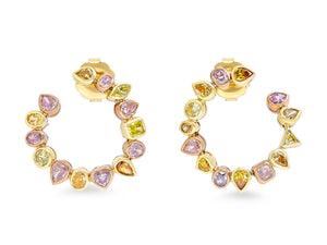 Kazanjian Fancy Colored Diamond Open Hoop Earrings in 18K Yellow & Rose Gold
