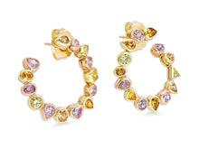 Load image into Gallery viewer, Kazanjian Fancy Colored Diamond Open Hoop Earrings in 18K Yellow &amp; Rose Gold
