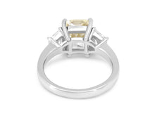 Load image into Gallery viewer, Kazanjian Radiant Cut Fancy Light Yellow, 3.38 carats, Diamond Ring in Platinum
