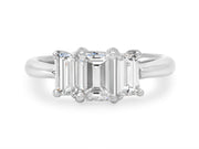 Emerald Cut Three-Stone Diamond Ring in Platinum