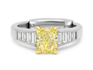 Kazanjian Fancy Intense Yellow, 1.68 carats, Ring in Platinum & 18K Yellow Gold