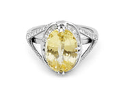 Oval Yellow Sapphire, ~5.5 carats, & Diamond Ring in Platinum