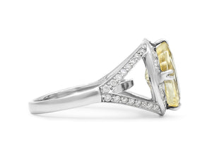 Kazanjian Oval Yellow Sapphire, ~5.5 carats, & Diamond Ring in Platinum