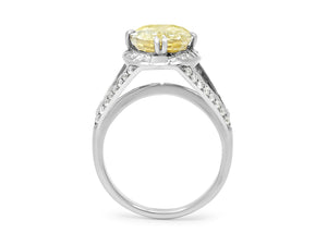 Kazanjian Oval Yellow Sapphire, ~5.5 carats, & Diamond Ring in Platinum