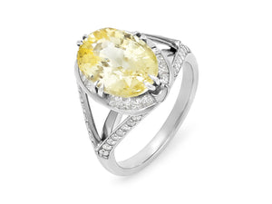 Kazanjian Oval Yellow Sapphire, ~5.5 carats, & Diamond Ring in Platinum