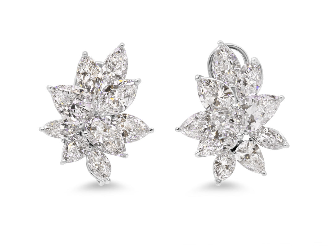 Kazanjian Diamond, 18.39 carats, Cluster Earrings in Platinum