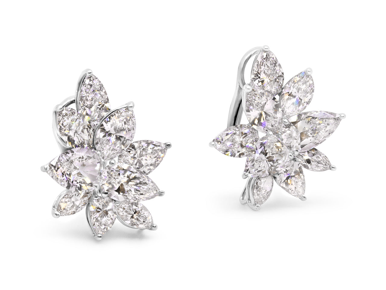 Diamond, 18.39 carats, Cluster Earrings in Platinum