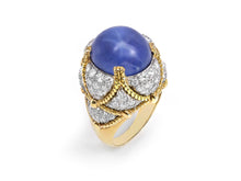 Load image into Gallery viewer, Star Sapphire, 20.84 carats, &amp; Diamond Ring in 18K White &amp; Yellow Gold by David Webb
