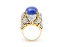 Load image into Gallery viewer, Star Sapphire, 20.84 carats, &amp; Diamond Ring in 18K White &amp; Yellow Gold by David Webb
