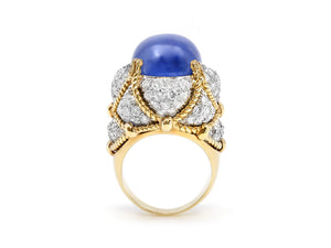 Star Sapphire, 20.84 carats, & Diamond Ring in 18K White & Yellow Gold by David Webb