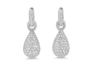 Pavé Diamond Drop Earrings in 18K White Gold