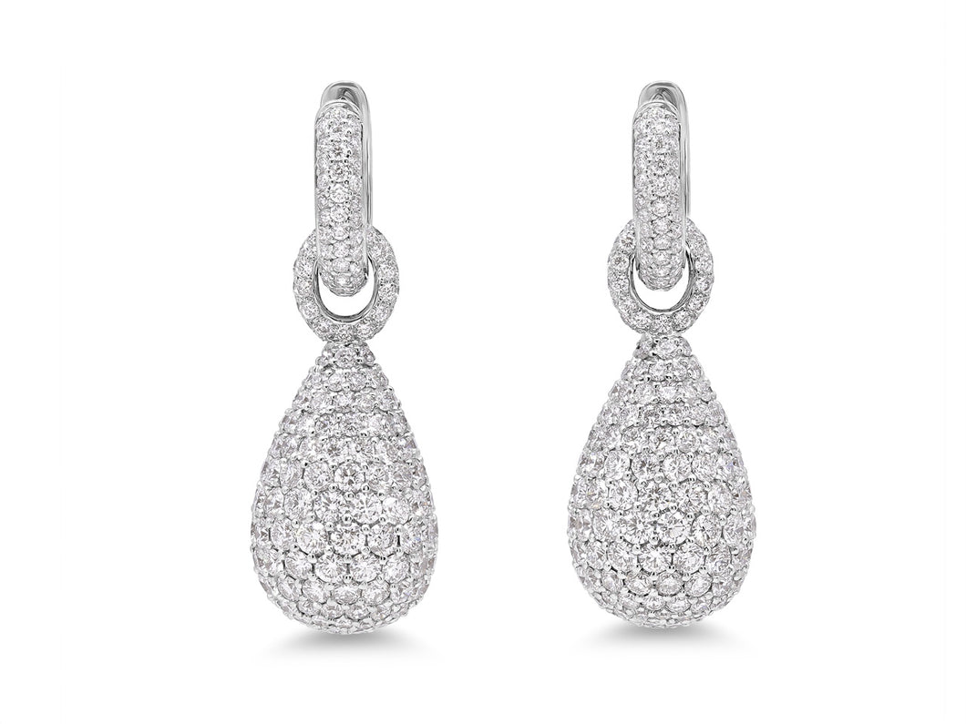 Kazanjian Pavé Diamond Drop Earrings in 18K White Gold