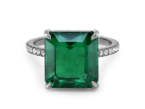 Kazanjian Emerald, 7.90 Carats, & Diamond Ring in 18K Black Gold