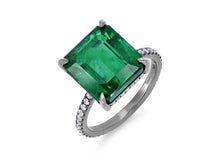 Load image into Gallery viewer, Kazanjian Emerald, 7.90 Carats, &amp; Diamond Ring in 18K Black Gold
