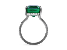 Load image into Gallery viewer, Kazanjian Emerald, 7.90 Carats, &amp; Diamond Ring in 18K Black Gold
