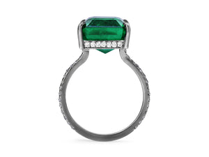 Kazanjian Emerald, 7.90 Carats, & Diamond Ring in 18K Black Gold