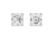 Square Emerald Cut Diamond Studs, 4.02 carats, in Platinum