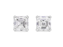 Load image into Gallery viewer, Kazanjian Square Emerald Cut Diamond Studs, 4.02 carats, in Platinum
