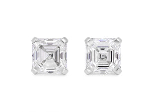 Kazanjian Square Emerald Cut Diamond Studs, 4.02 carats, in Platinum