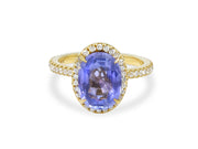 Lavender Sapphire, 3.82 carats, & Diamond Ring in 18K Yellow Gold