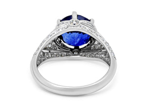 Kazanjian Round Sapphire, 4.55 carats, & Diamond Ring in Platinum