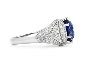 Kazanjian Round Sapphire, 4.55 carats, & Diamond Ring in Platinum