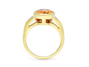 Kazanjian Spessartine Garnet, 6.23 carats, & Diamond Ring in 18K Yellow Gold