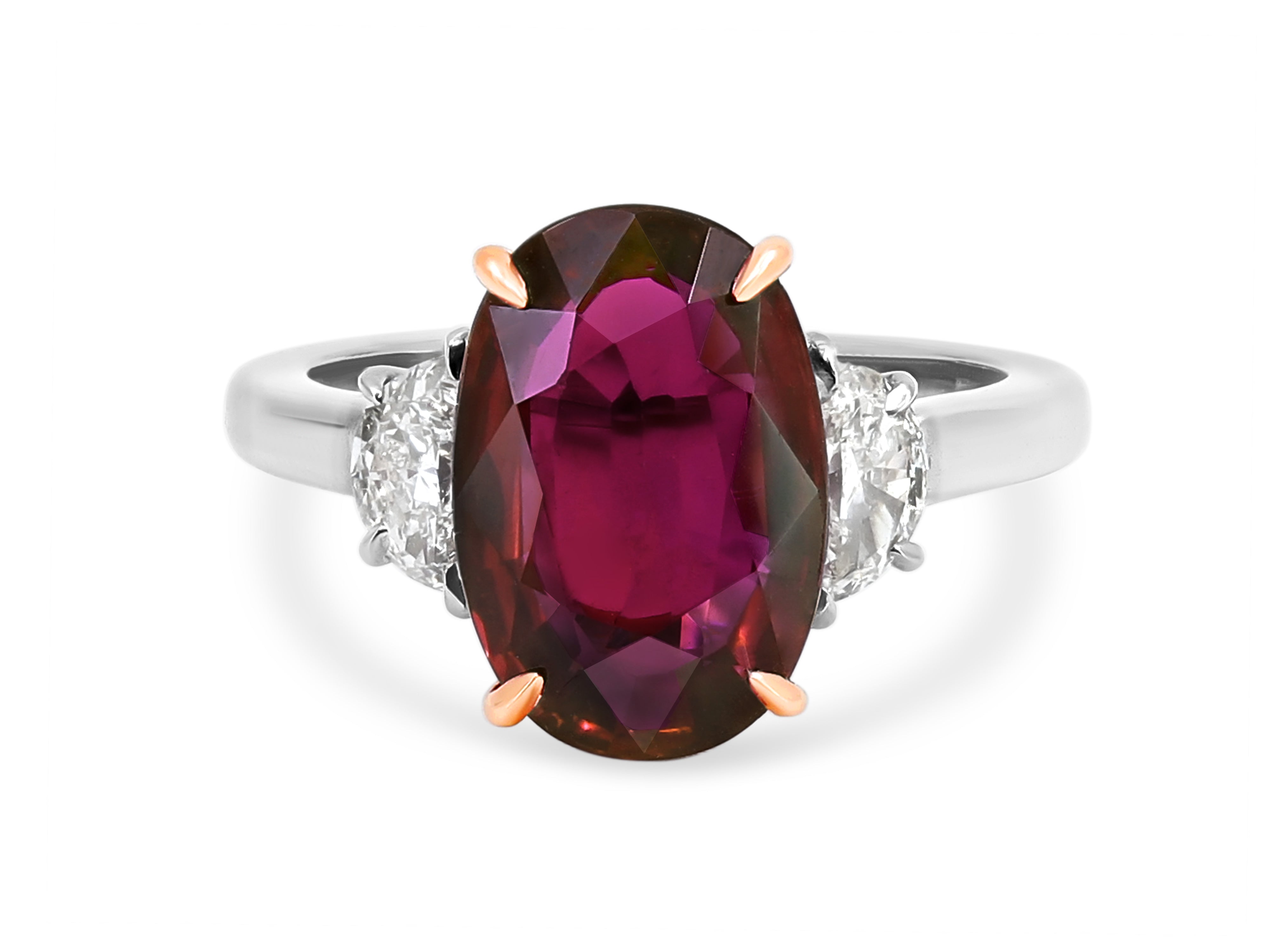 Ruby, 5.01 carats, & Diamond Ring in 18K Rose Gold & Platinum