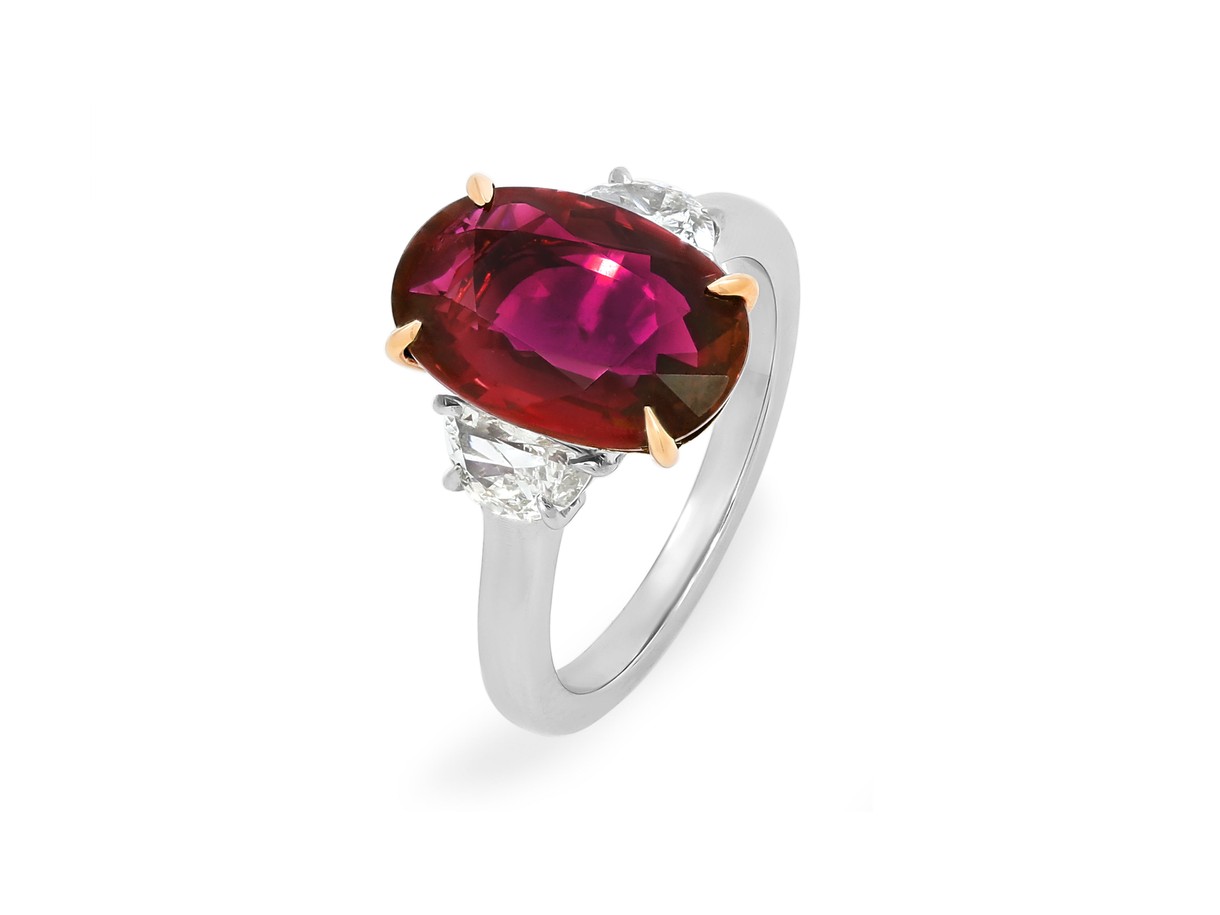 Ruby, 5.01 carats, & Diamond Ring in 18K Rose Gold & Platinum