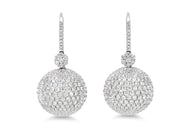 Diamond Ball Drop Earrings in 18K White Gold