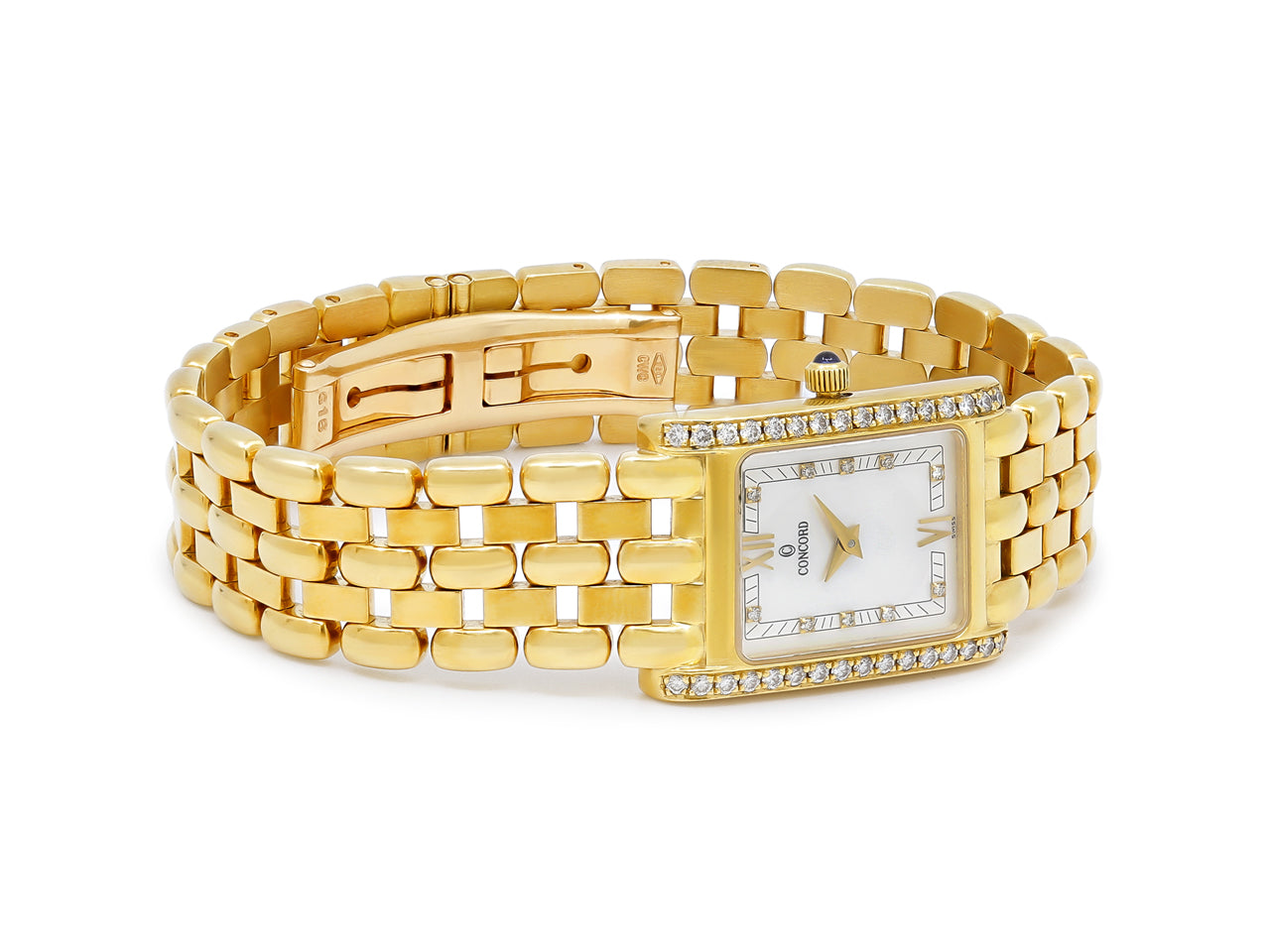 Ladies Concorde Veneto Watch in Mother of Pearl in 18K Yellow Gold Kazanjian