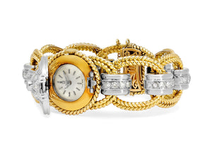 Ladies Diamond Omega Manual Wind Watch in 18K Yellow & White Gold