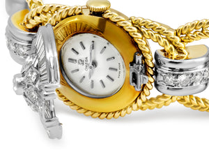 Ladies Diamond Omega Manual Wind Watch in 18K Yellow & White Gold