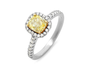 Kazanjian Fancy Yellow, 1.50 carats, Diamond in Platinum & 18K Yellow Gold