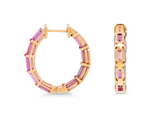 Load image into Gallery viewer, Kazanjian Pink &amp; Purple Sapphire, ~10.5 Carats, Hoops in 18K Rose Gold
