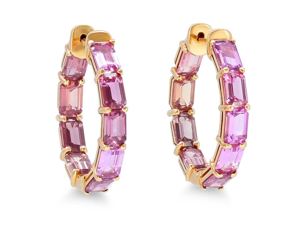 Kazanjian Pink & Purple Sapphire, ~10.5 Carats, Hoops in 18K Rose Gold