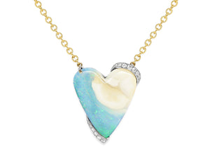 Kazanjian Opal, 27 carats, & Diamond Pendant in 18K Yellow & White Gold