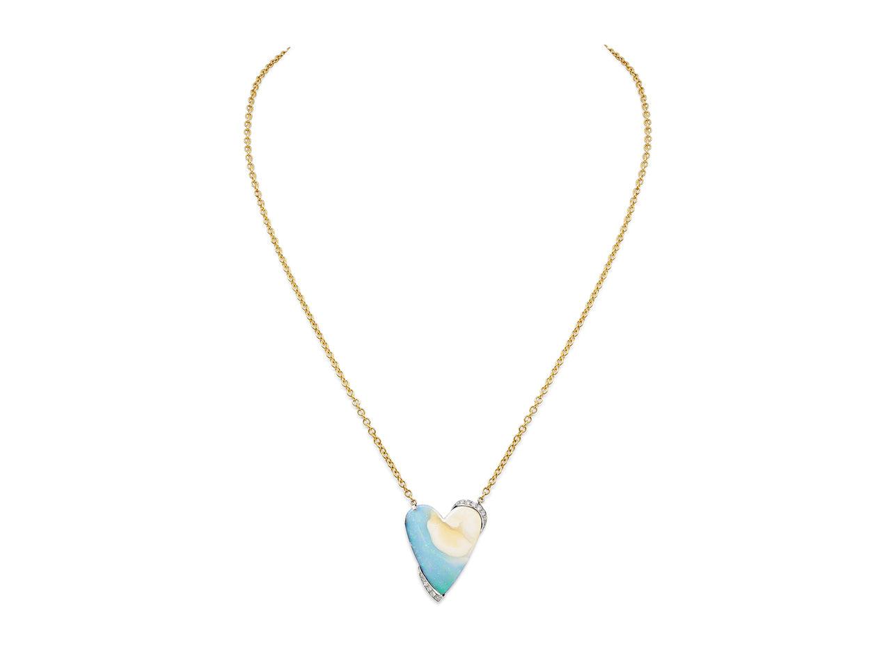 Opal, 27 carats, & Diamond Pendant in 18K Yellow & White Gold