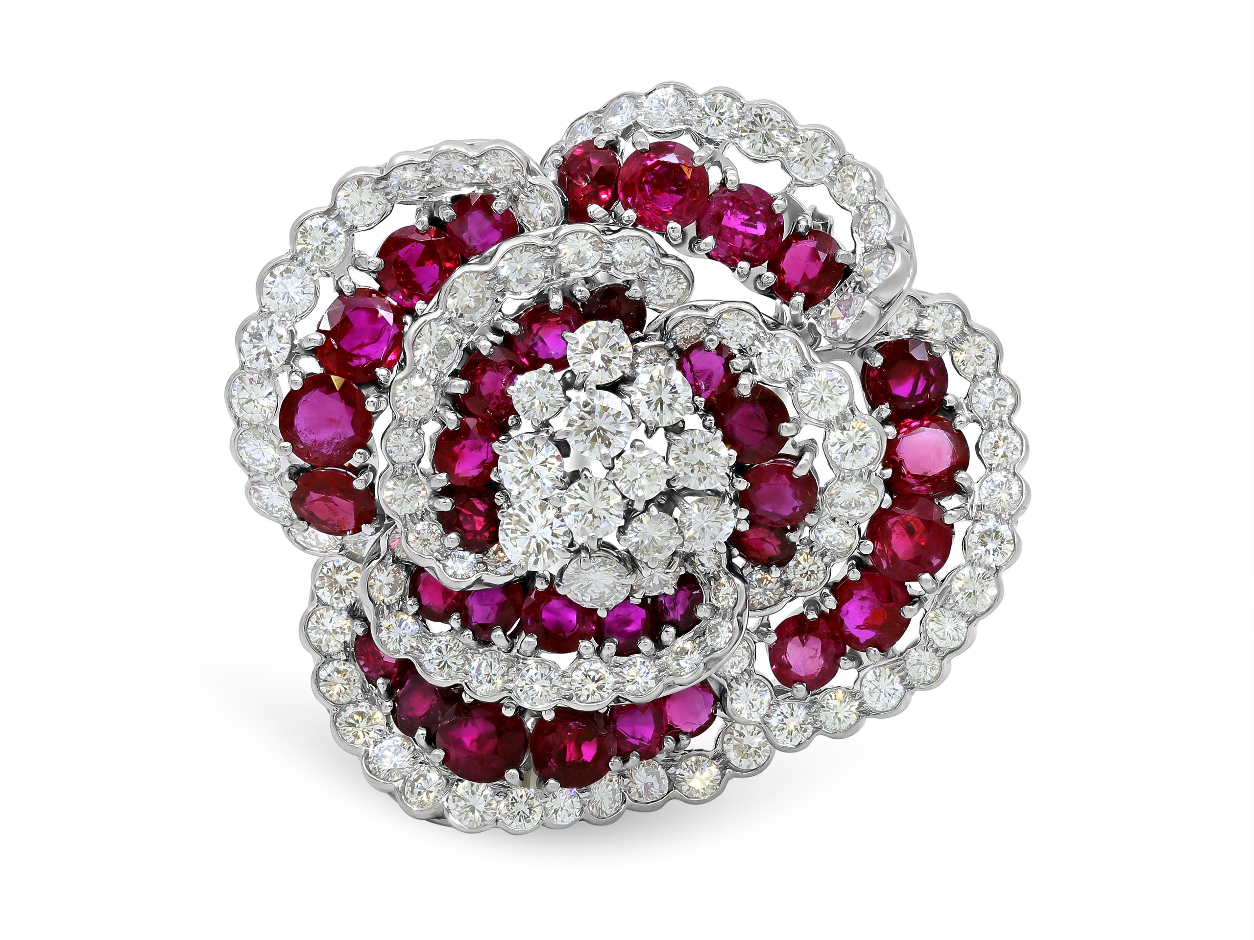 Ruby & Diamond Carnation Brooch in Platinum