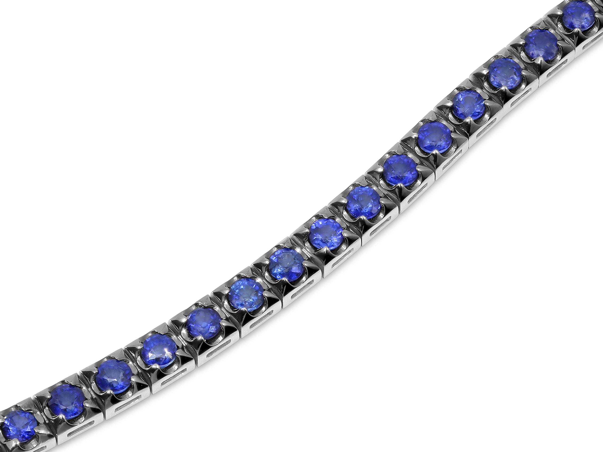 Sapphire Line Bracelet in 18K Blackened Gold